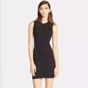 Alexander Wang Black Bodycon Dress with Blue Diagonal Stripe